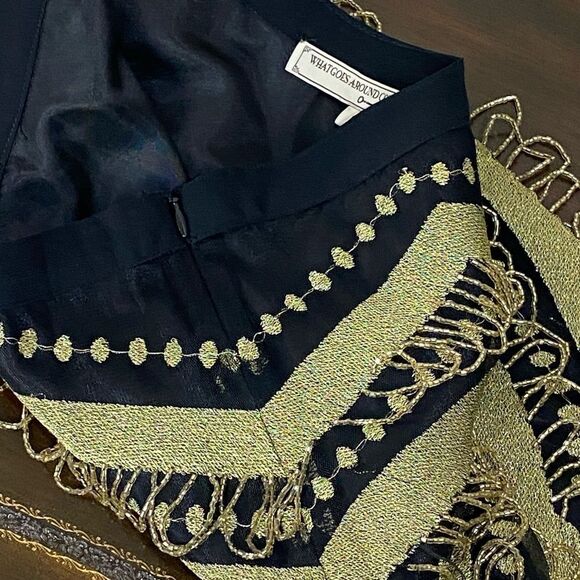 What Goes Around Comes Around Black Gold Bead Mini Skirt Sz S NWOT - Picture 10 of 12
